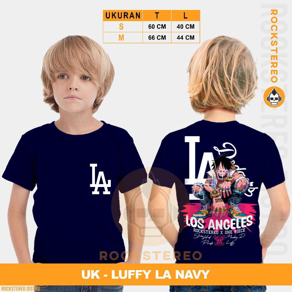 KAOS ANAK ANIME -[ ONE PIECE / ZORO / GEAR / NIKA ]-- LUFFY LA NAVY