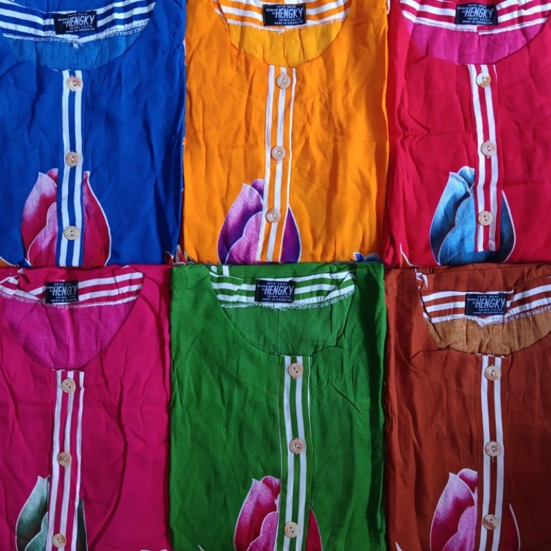 DASTER BATIK HENGKY MODEL KANCING MOTIF TULIP