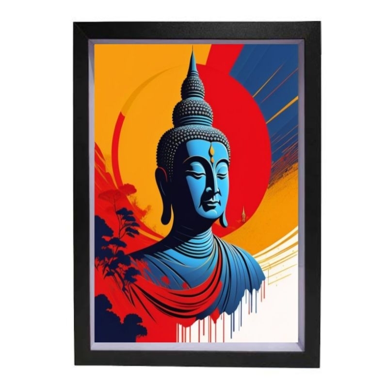 Poster cetak hiasan dinding gambar budha vintage ukuran jumbo dekorasi kamar tidur ruang tamu bukan 