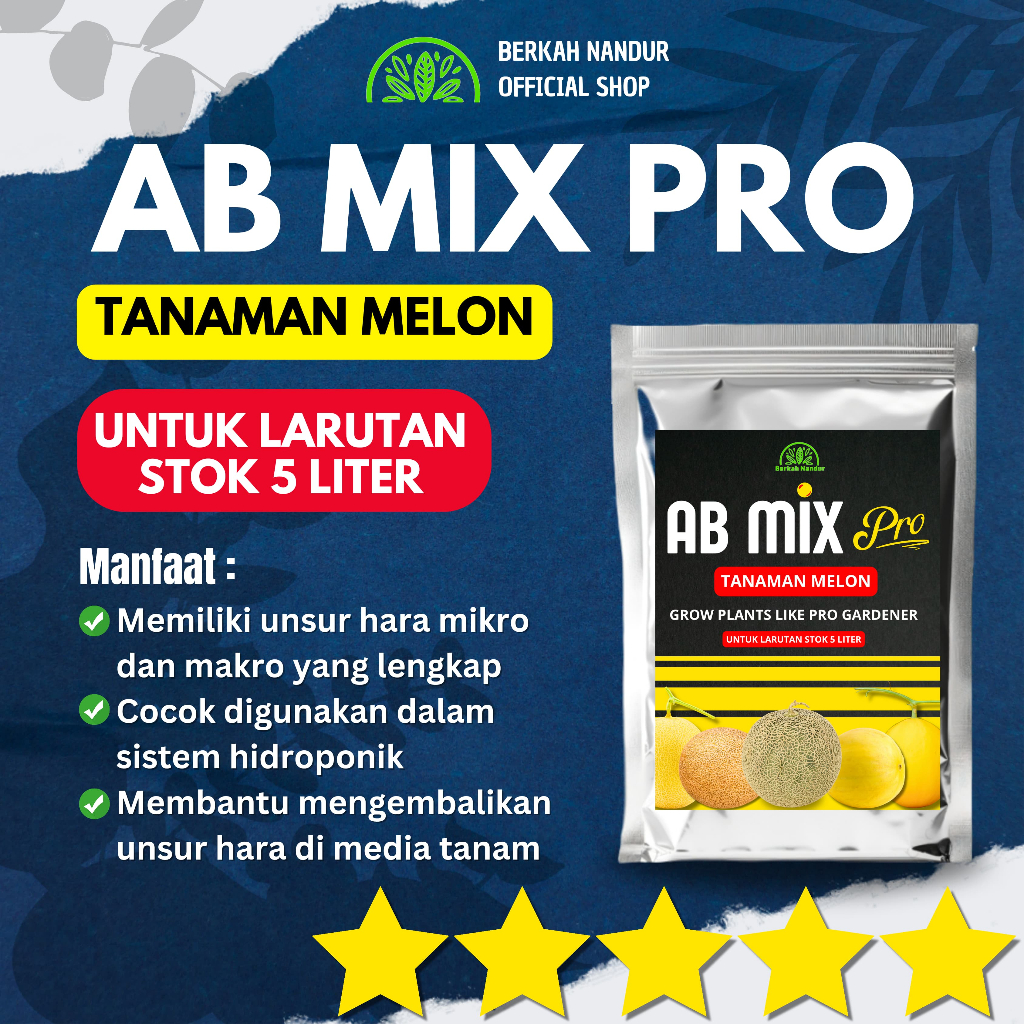 Nutrisi Melon AB MIX PRO Untuk 5 Liter Nutrisi Hidroponik Melon