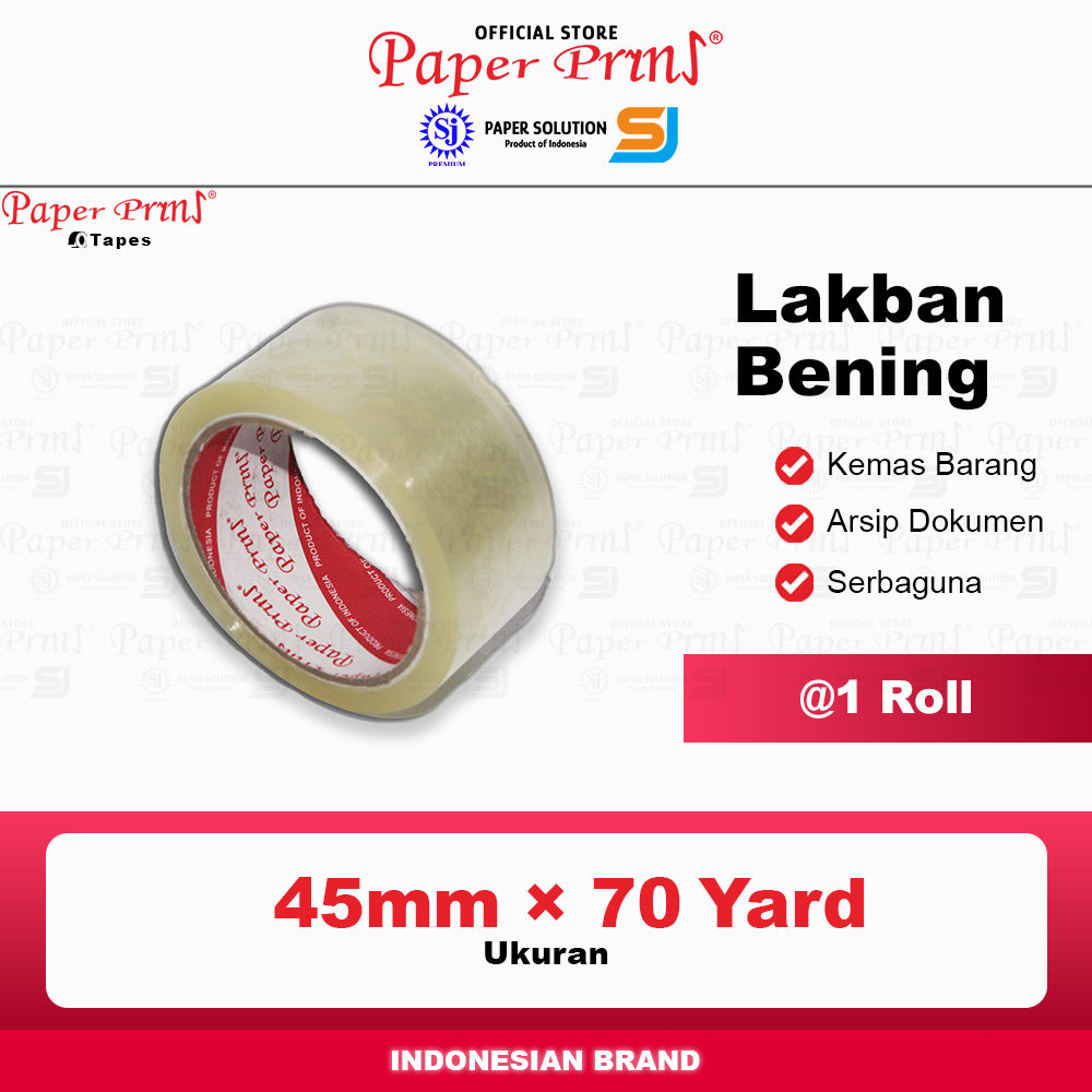 

Lakban Bening Packaging Tape Paperpryns 45mm X 70 yard (@1 Roll)