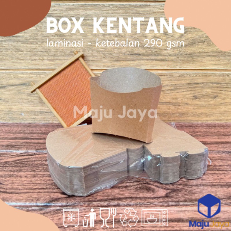 Maju Jaya - Box Kentang Goreng Jajanan Laminasi 290 gsm / Box Snack Gorengan Tahu Goreng Snack Jajan