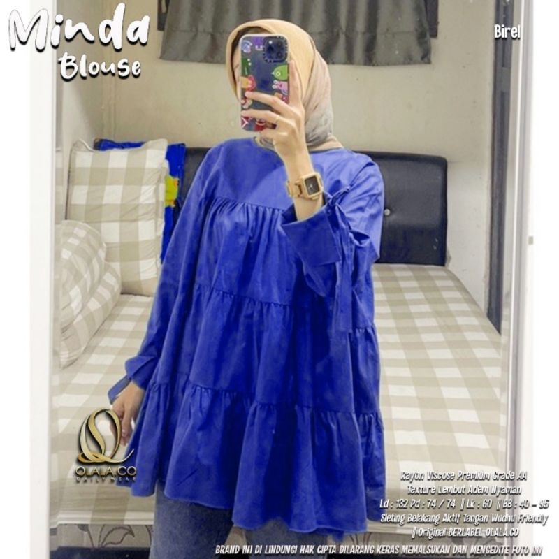 Minda Blouse Oversize Jumbo Polos Putih Biru Electric Sage Green Katun Rayon Viscose Bahan Adem By O