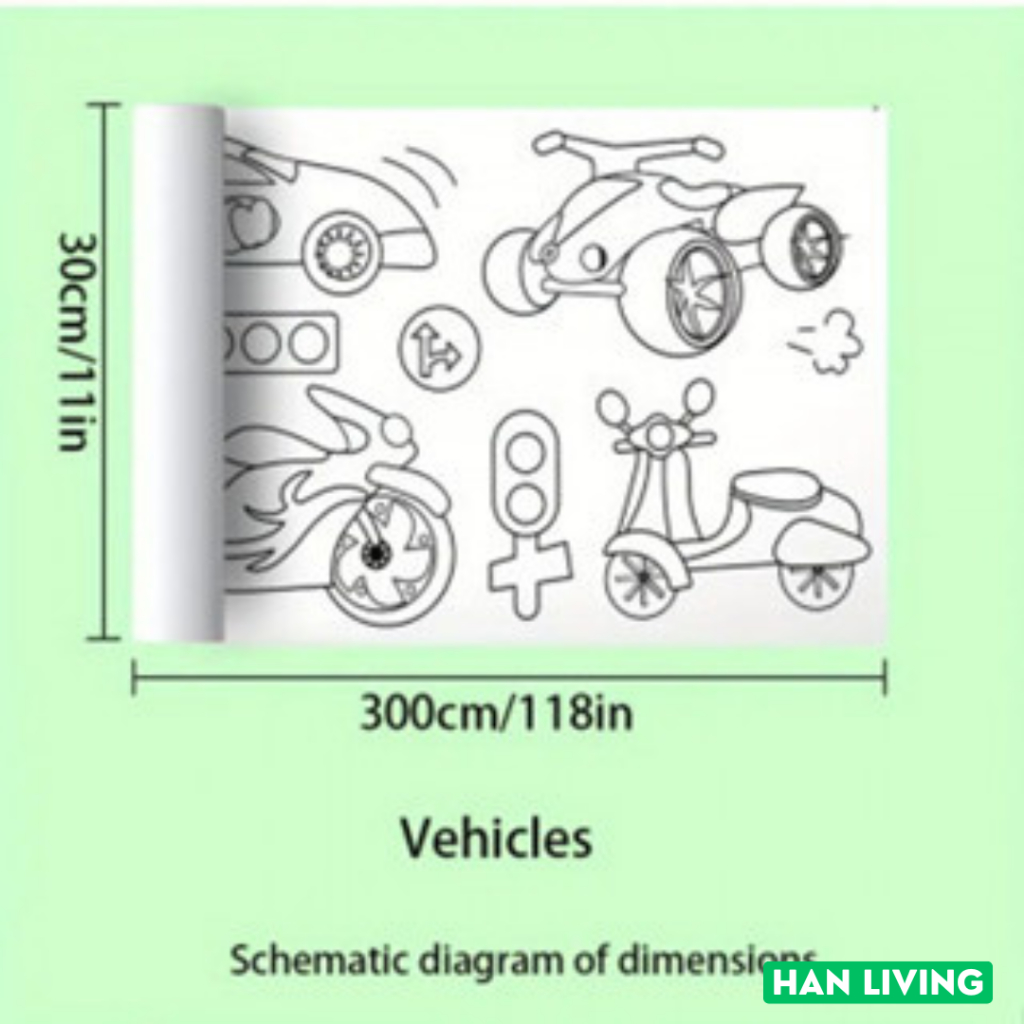 

HANLIVING Kertas Mewarnai Tempel Dinding Drawing Paper Roll 300cm Dinosaur Paradise