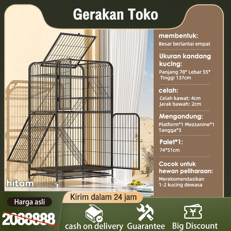 pagar hewan peliharaan/Kandang Kucing Anjing Kelinci/KANDANG KUCING 3 TINGKAT DOUBLE JUMBO SUPER BES