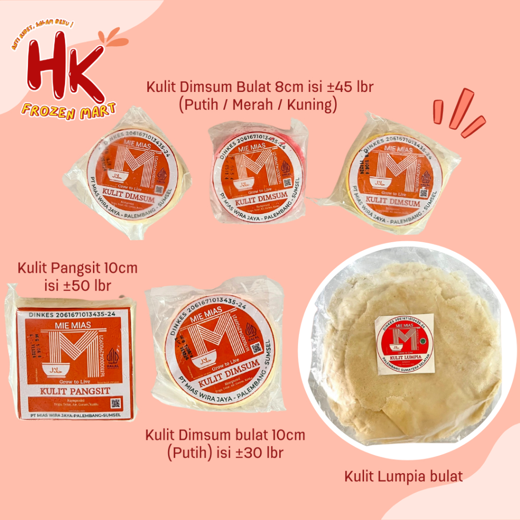 

Kulit Dimsum Bulat / Pangsit Kotak / Lumpia Mie Mias Uk 8cm 9cm & 10 cm HK Frozen Mart