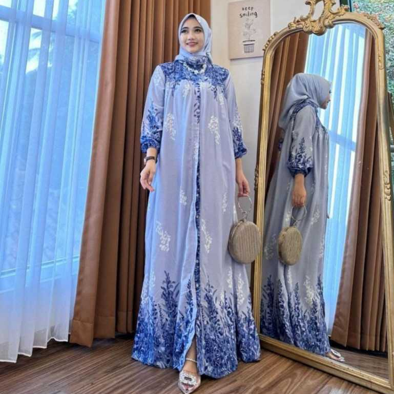 Gamis set Hijab Mutiara Baju syari set Hijab Wanita Motif Terbaru Kekinian