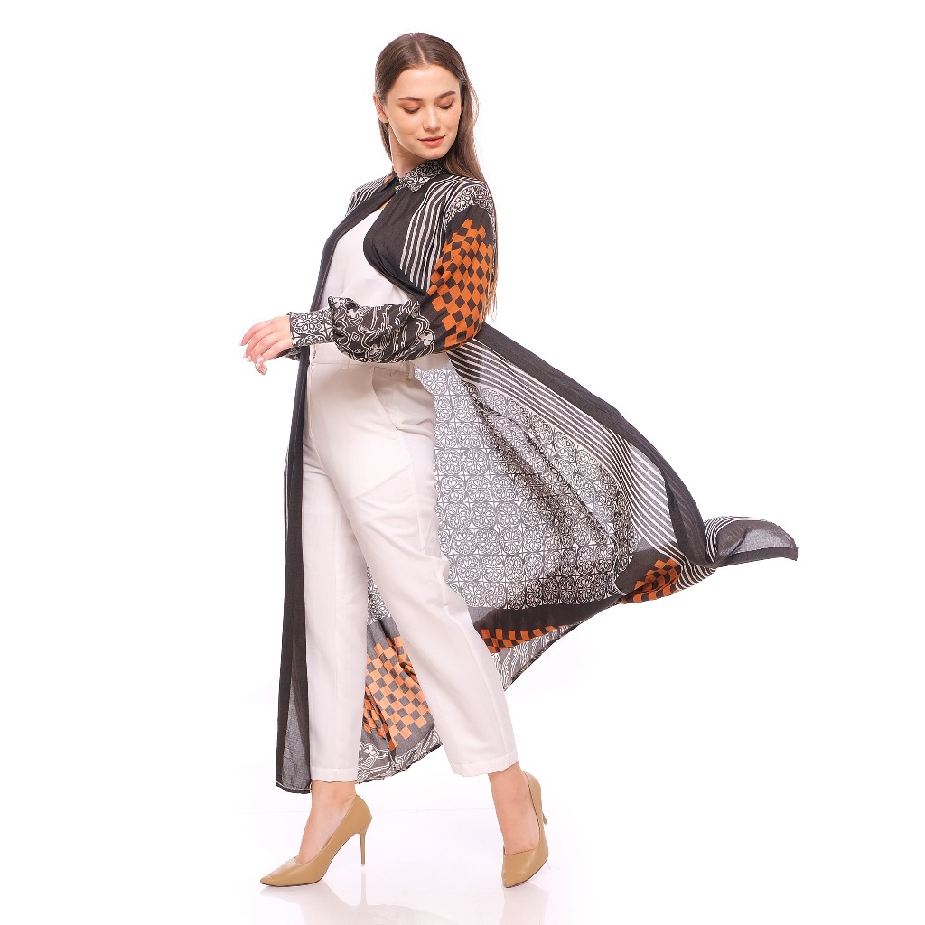 outer batik wanita panjang modern premium