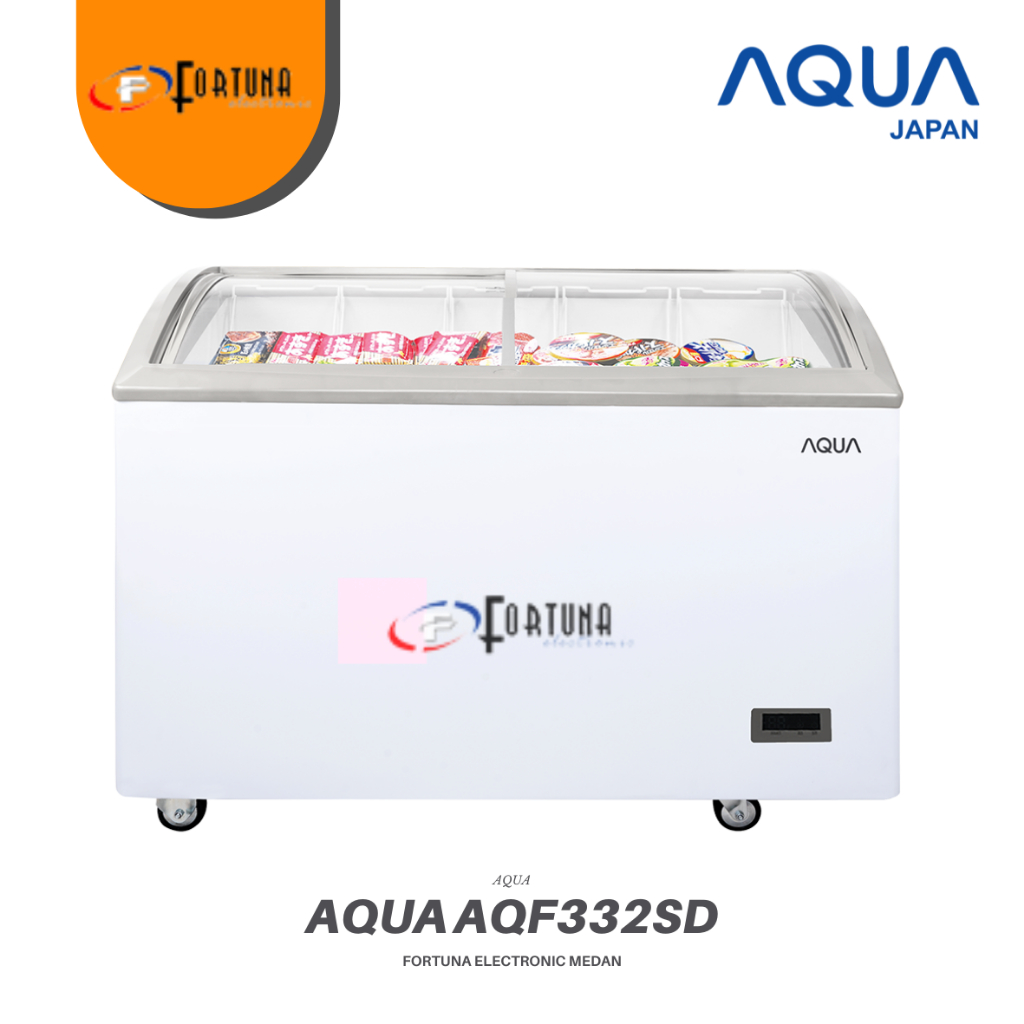 BOX FREEZER AQUA SLIDING KACA CHEST FREEZER 332LITER AQF332SD