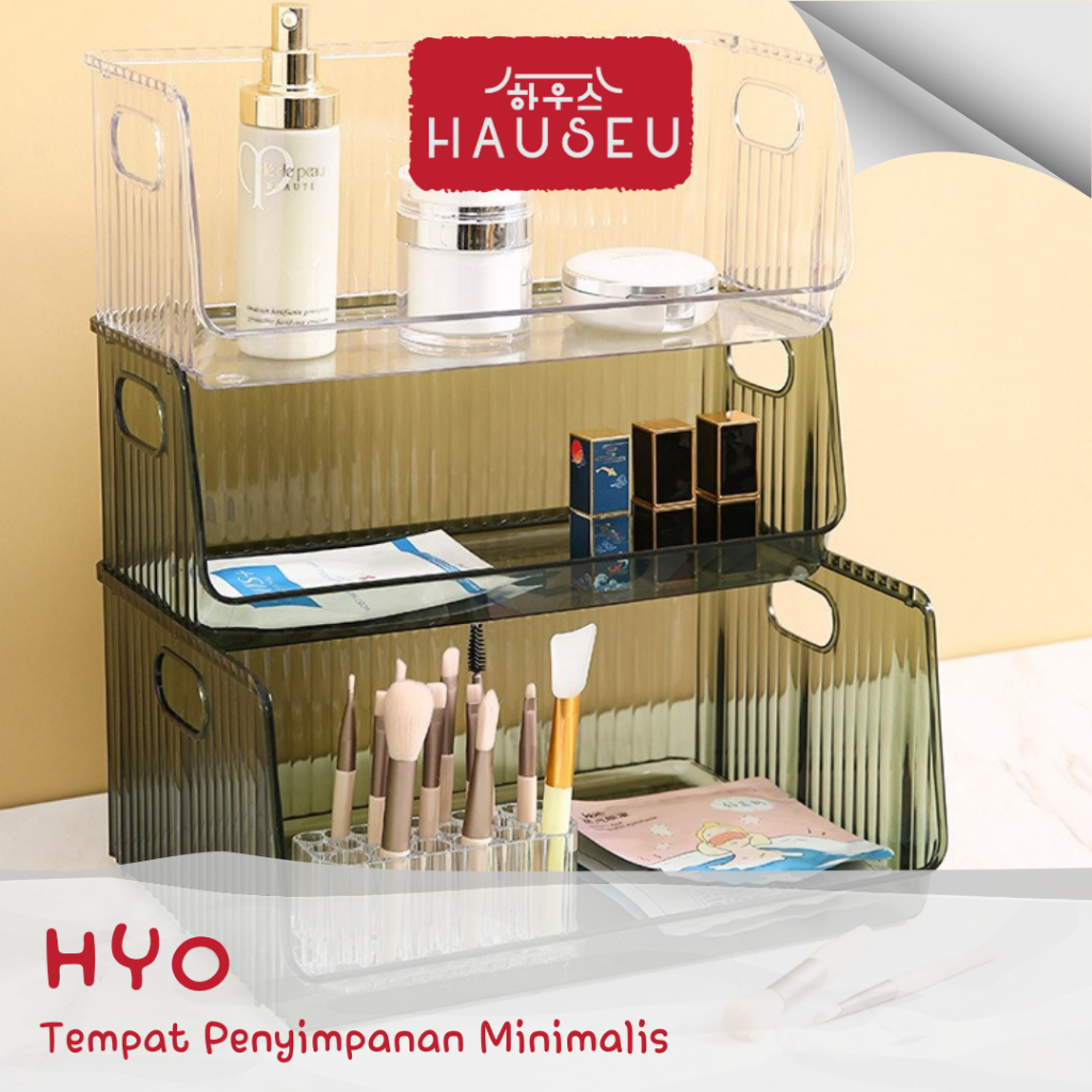 HAUSEU - HYO Organizer Tumpuk Buku Minimalis Storage Majalah Stackable Storage Skincare Rak Meja Kos