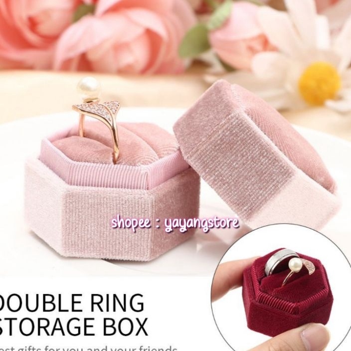 Langka Ring Box Veet Elegan  Kotak Box Cincin Beludru Mewah Couple Pasangan Lamaran Nikah Tunangan K