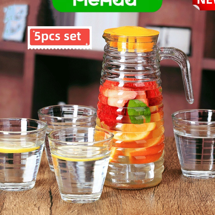 Bonus Mehaa WATER JUG SET 5 pcs 83ml24ml4 Teko Ceret gelas 4 Pitcher Kaca Beling Minum Waterjug Teap
