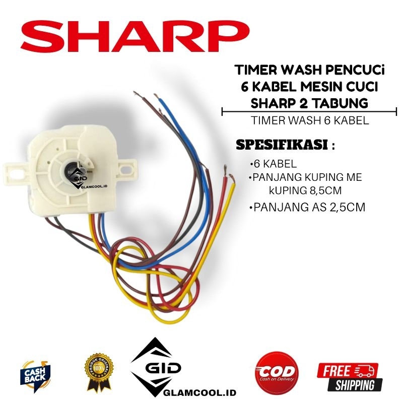 TIMER WASH PENCUCI 6 KABEL MESIN CUCI SHARP 2 TABUNG