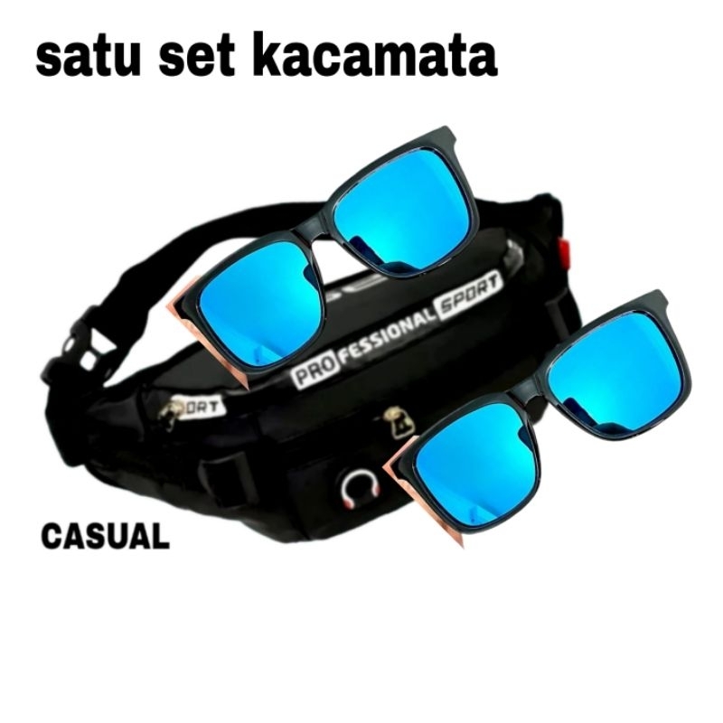 TAS SELEMPANG PRIA DISTRO SATU SET KACAMATA WAISTBAG COWOK TAS PINGGANG TAS DADA
