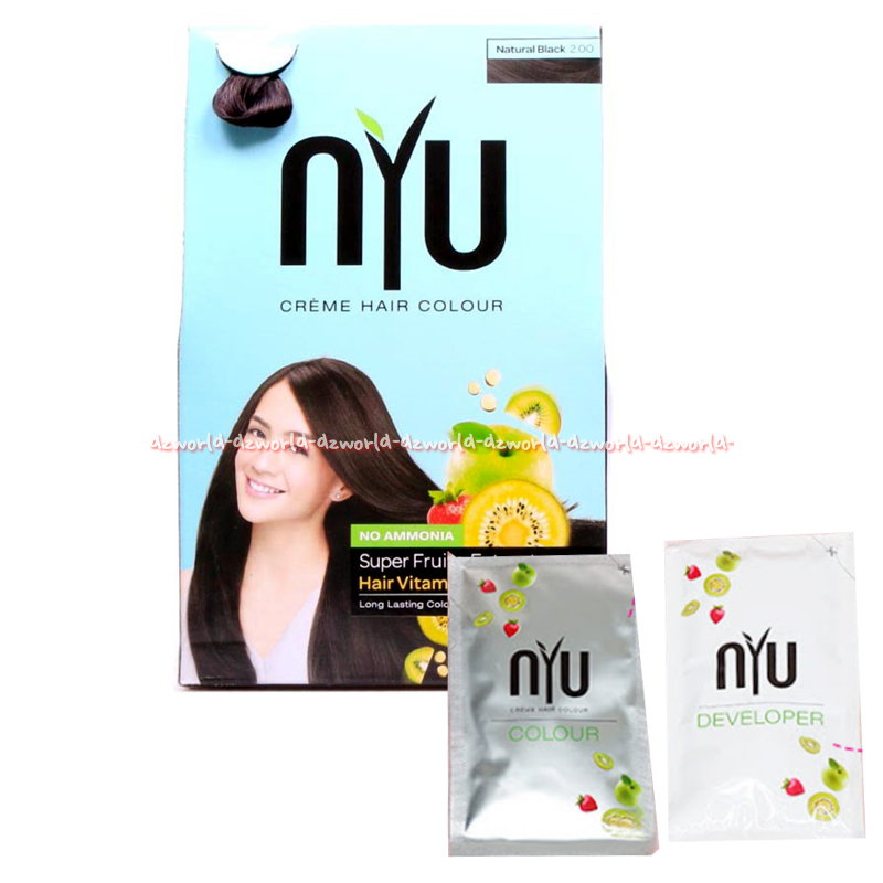 NYU Creme Natural Black 200 Pewarna Hitam Alami Super Fruit Cat Pewarna Rambut Niyou Menutup Uban