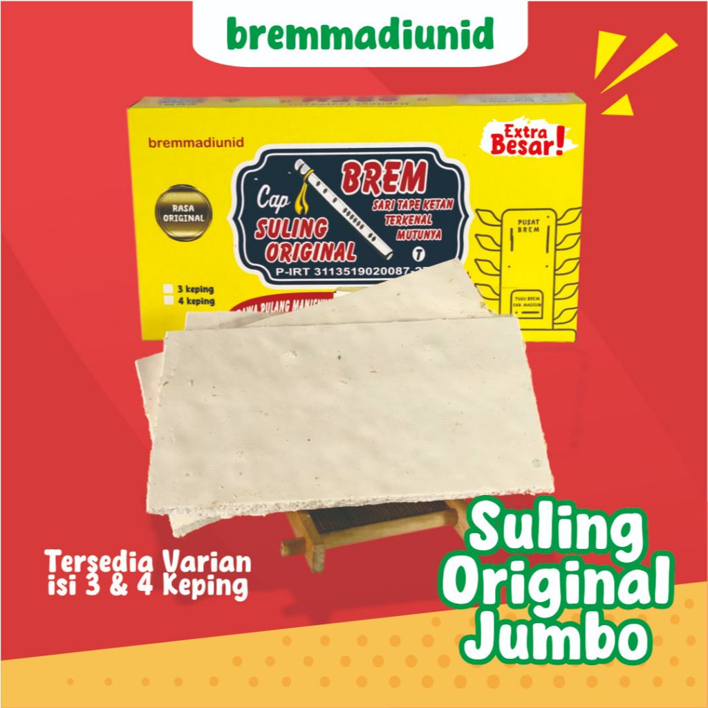 

BREM MADIUN CAP SULING ORIGINAL KEMASAN JUMBO FULLPACK ISI 3 & 4 ORIGINAL | Bawa Pulang Manisnya Madiun Dengan Brem Madiun