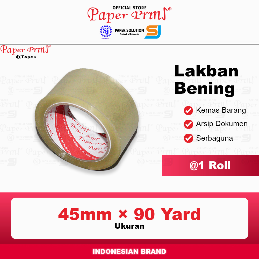 

Lakban Bening Packaging Tape Paperpryns 45mm X 90 yard (@1 Roll)