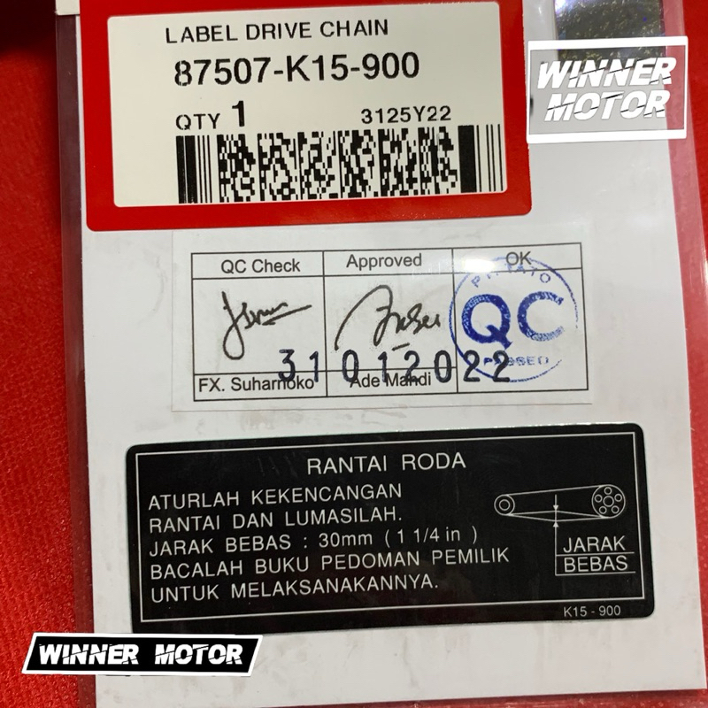 

Label Sticker Tutup Rantai Motor Honda astrea supra cbr cb150 sonic gtr verza