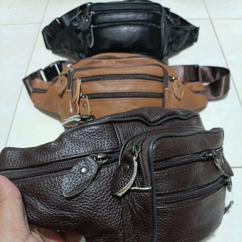 Waistbag Kulit ALBA Full Kulit 02 || Tas Pinggang Pria Kulit ALBA