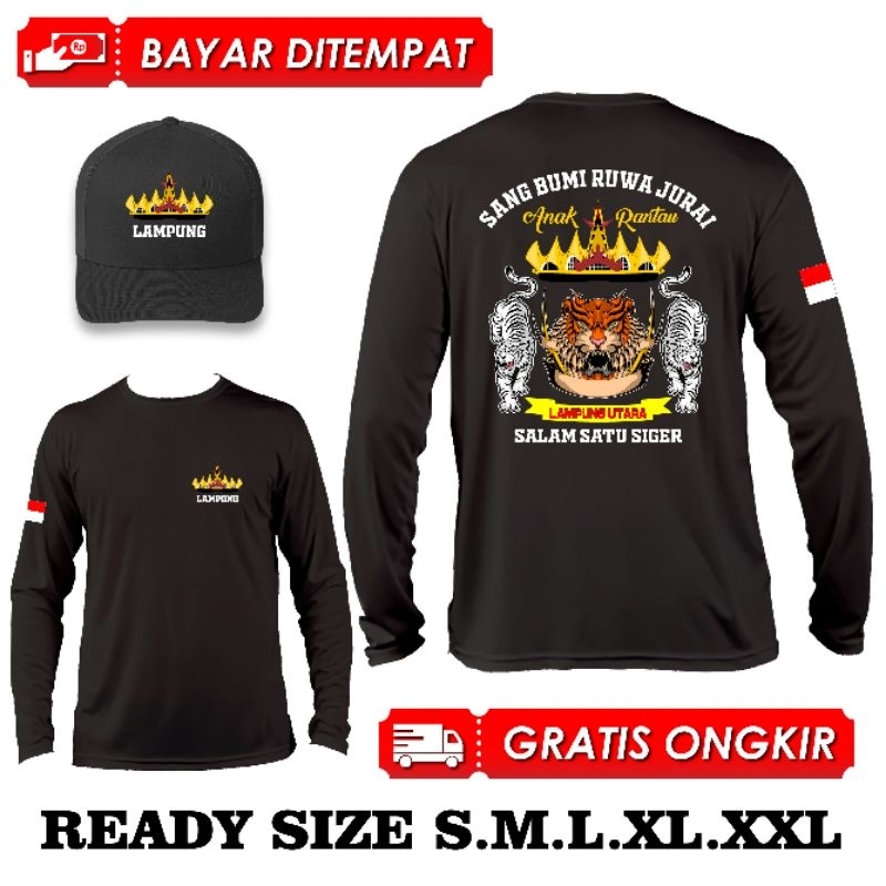 KAOS ANAK RANTAU LAMPUNG -LAMPUNG UTARA-LENGAN PANJANG BONUS TOPI