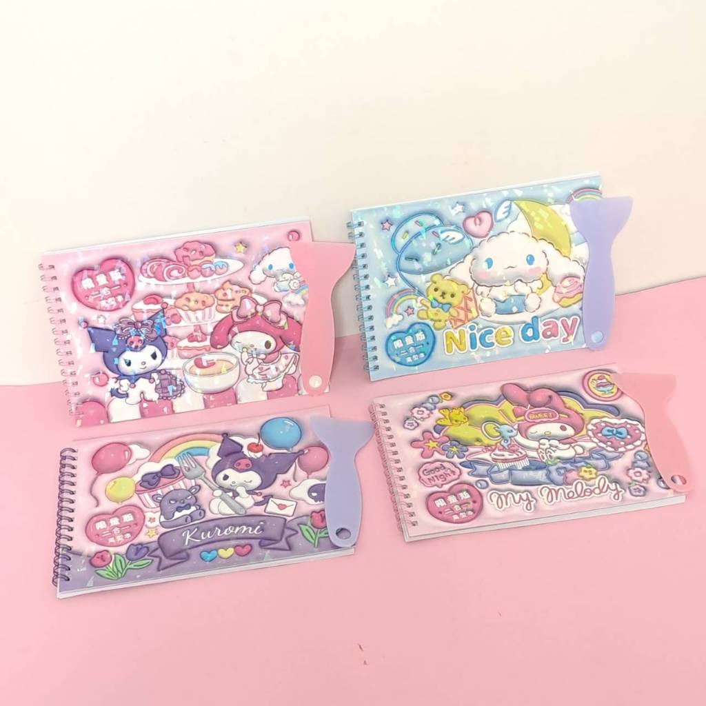 

Buku Gambar Scrapbook+Stiker A5 Spiral Viral Cinnamoroll Kuromi Melody Anak Lucu Aesthetic