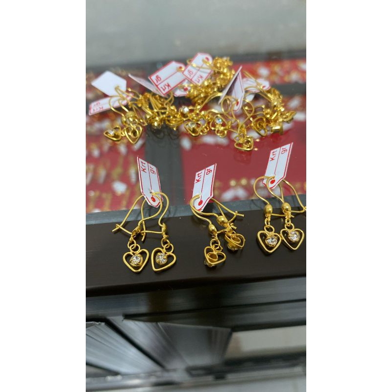 anting bahan kuningan lapis emas 22karat