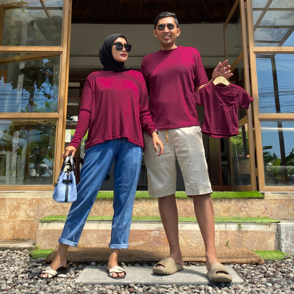 NURIARIYA | Baju Couple Keluarga | Kaos Knitt Lengan Panjang Busui