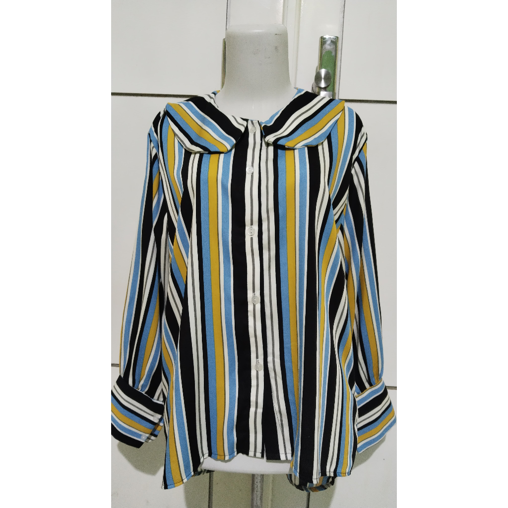 Blouse Viscose | Viscose Premium | Atasan Wanita Viscose Salur | Atasan Wanita Korea Viscose