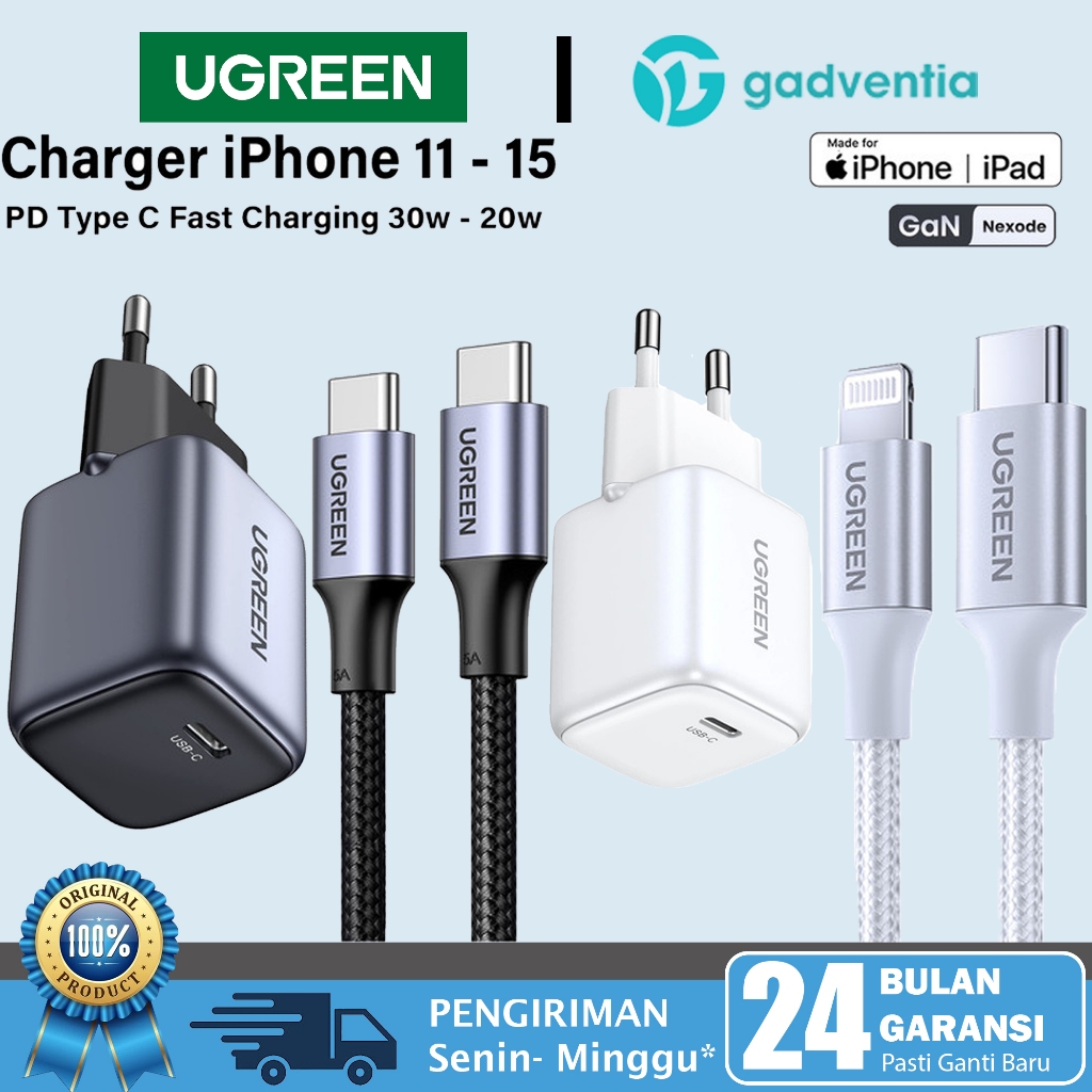 UGREEN Charger Set MFi For iPhone 15 14 13 12 11 Series Fast Charging 20w 30w