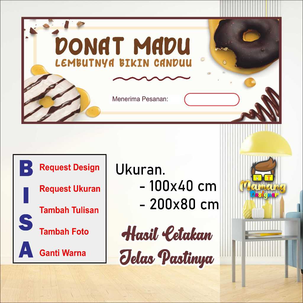 Cetak Spanduk Banner Jualan Donat Madu Keren Bagus Murah bb