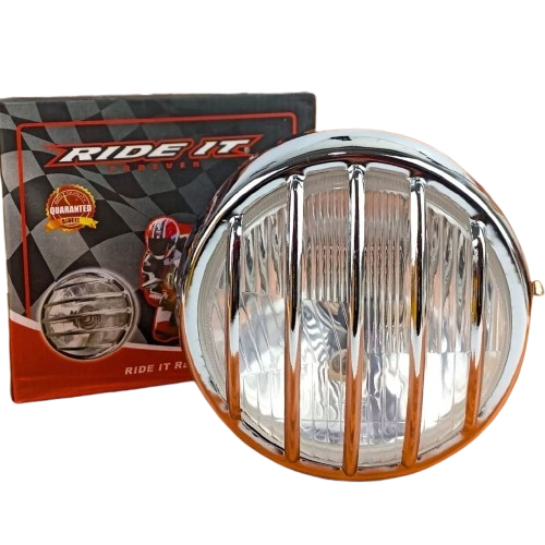 Lampu Depan Headlamp Motor Custom Klasik Chrome REFLEKTOR TERALIS BULAT BESI 6,5 INCH