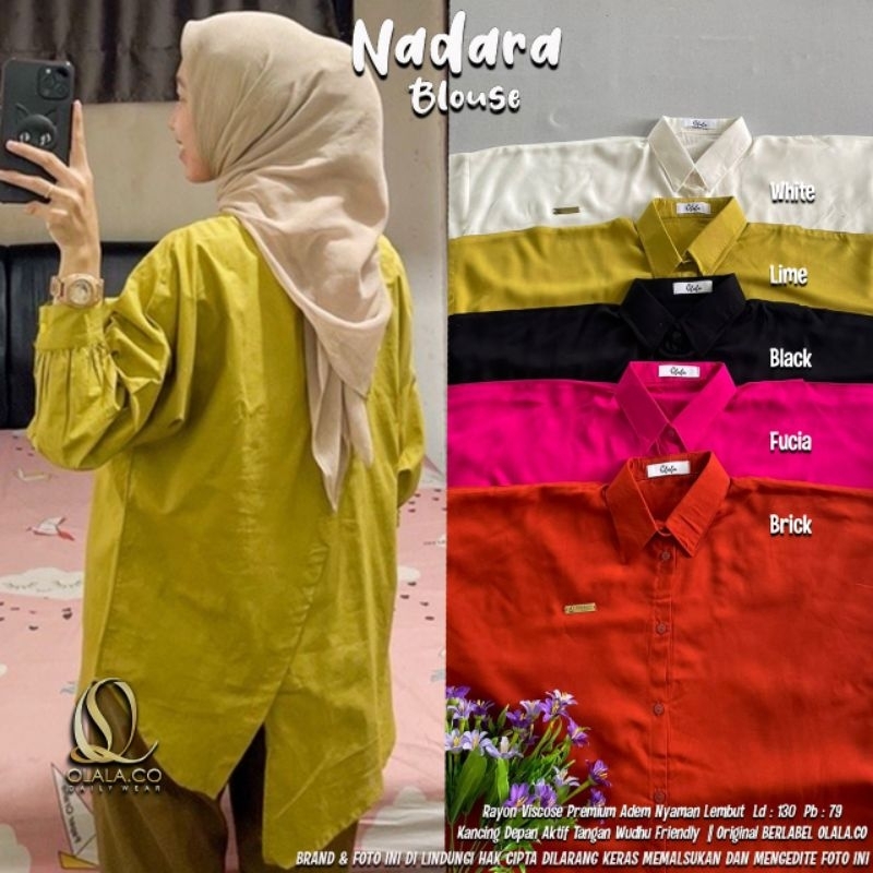 Nadara Blouse Oversize Jumbo Polos Putih Fuschia Biru Elektrik Katun Rayon Viscose Bahan Adem By Ola