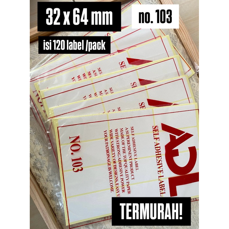 

LABEL TERMURAH stiker nama undangan putih kuning ADL no. 103 - uk 32 x 64mm isi 120