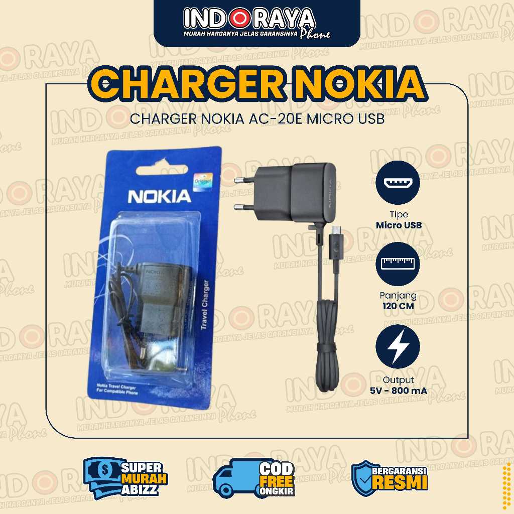 Charger Nokia Micro USB AC20E Casan Hp Jadul Middle | Original