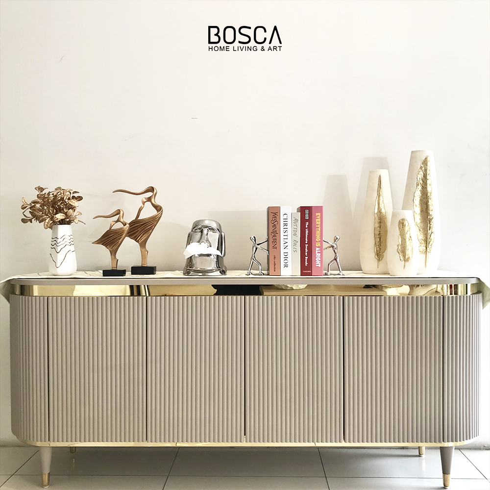 Bosca Living - Meja Credenza Kabinet TV Abu Gold / Meja TV Credenza / Meja Bufet Minimalis Modern Me