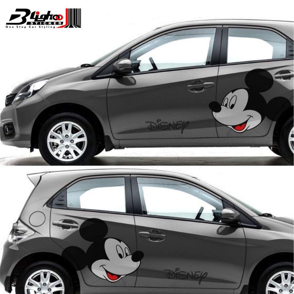 BLIGHOO CUTTING STICKER MOBIL MICKEY MOUSE WARNA LUCU STIKER MOBIL STRIPING AGYA AYLA BRIO HONDA JAZ