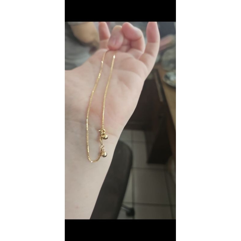 Gelang kaki nori emas asli muda 375 8k kuning gold rantai polos dewasa bintang love hati mainan