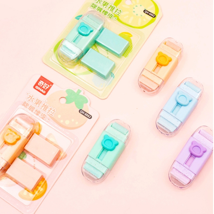 

8882 set Penghapus sliding eraser mekanik + 2 pcs refill stationery alat tulis