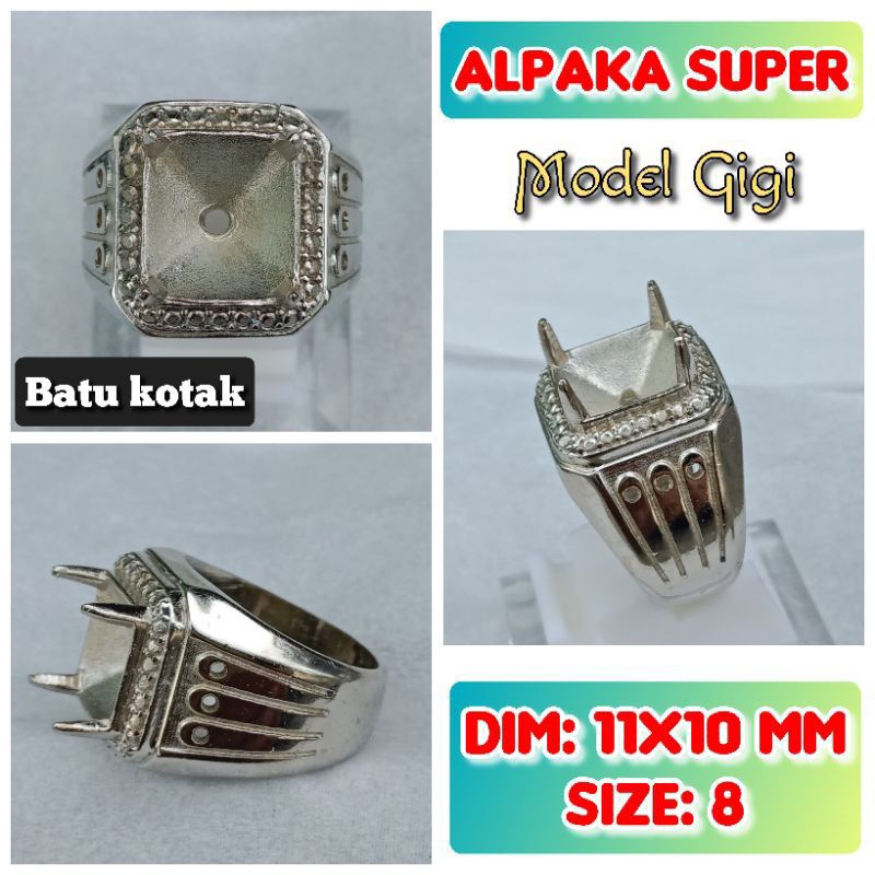 emban batu akik dan permata alpaka super tanam model kotak.12