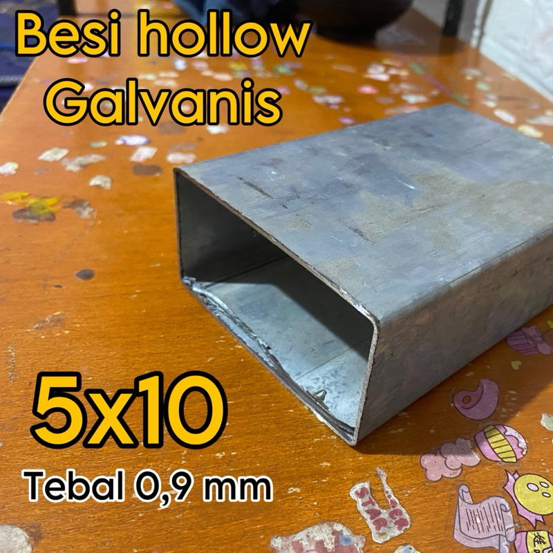 Besi hollow galvanis 5x10 , tebal 0,9 mm . besi holo kotak ukuran mulai dari 110cm sampai 200cm