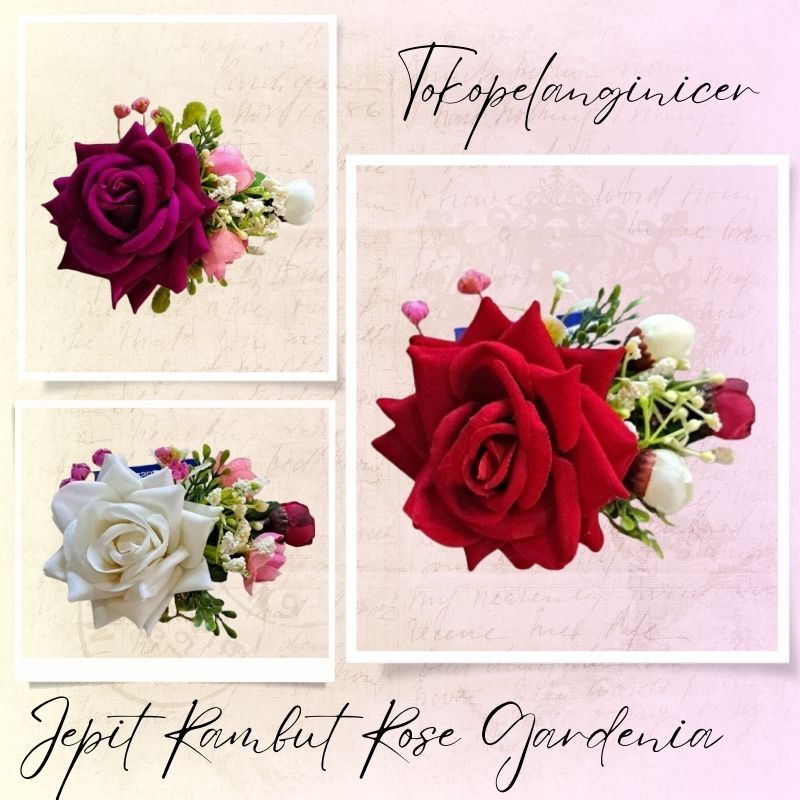 TPN Jepit Rambut Rose Gardenia- Jepitan/ Kep rambut Wanita - Jepit Rambut Mawar- Aksesoris Rambut Pe