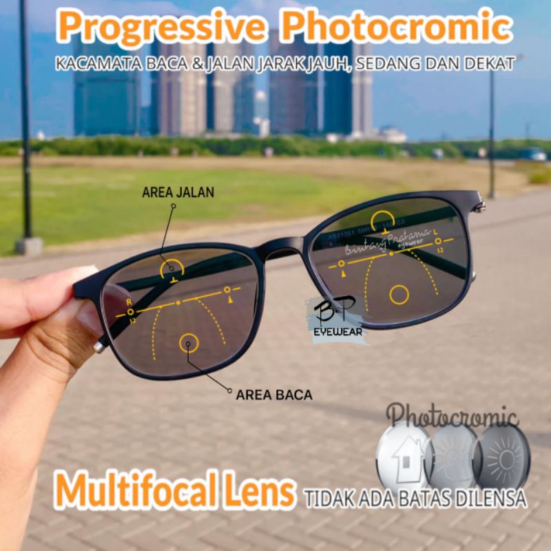 Kacamata Baca Progresif Photocromic Pria/wanita | Kacamata Baca dan Jalan Photocromic Antiradiasi | 