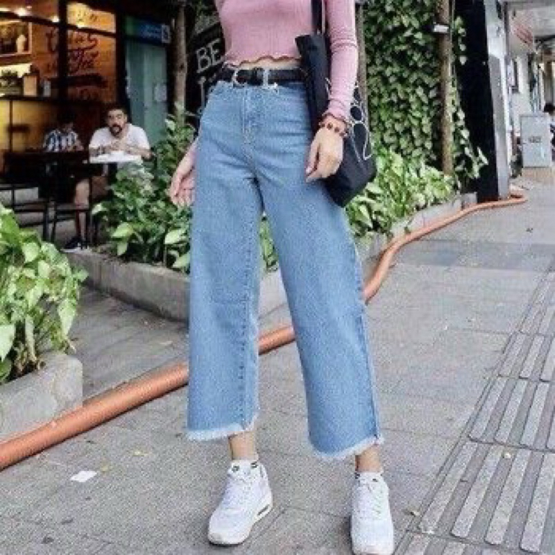 HIGHT WAIST KULOT RAWIS JEANS WANITA PREMIUM