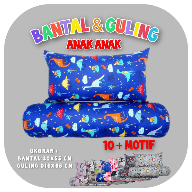 Set Bantal Guling Anak Karakter Motif Dinosaurus Usia Balita - 8 Tahun