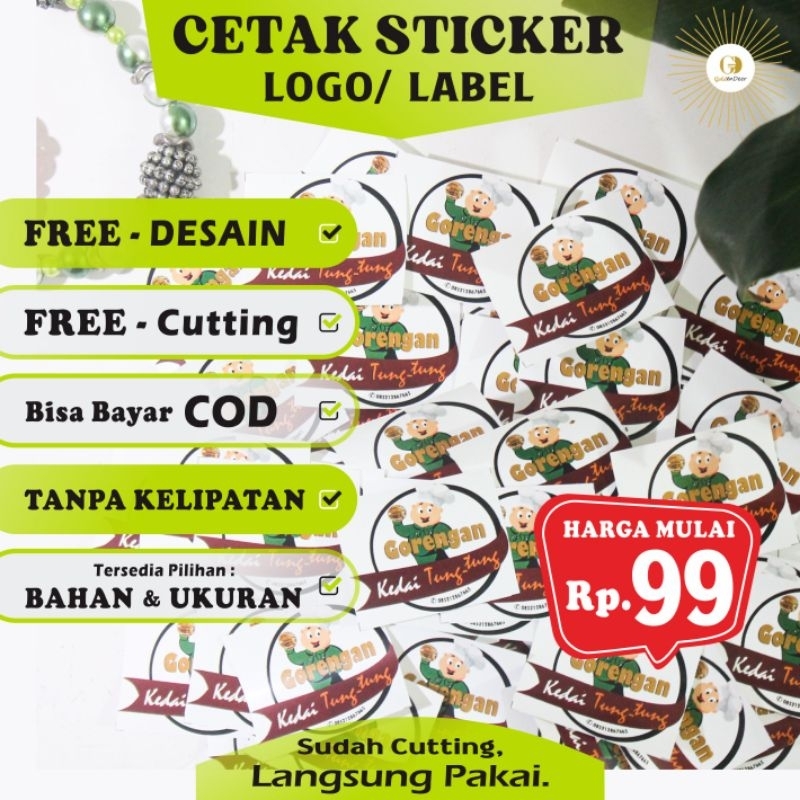 

Cetak Stiker Label / Custom Sticker Logo/ Stiker Logo Olshop/ Stiker Kemasan Makanan / Kemasan Toko | FREE CUTTING ✨