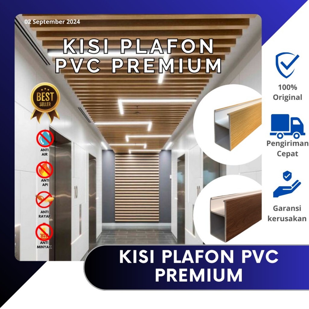 Kisi Kisi Plafon PVC | Plafon PVC | WPC Bar Ceiling | plafond PVC motif kayu | Plafond WPC