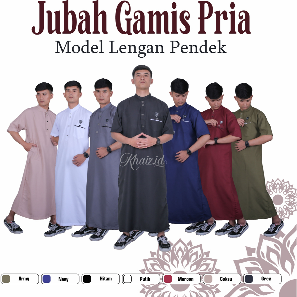 Gamis Pria Remaja Dewasa Lengan Pendek Model Kancing Sultan Dubai Gamis Pria Jubah Polos
