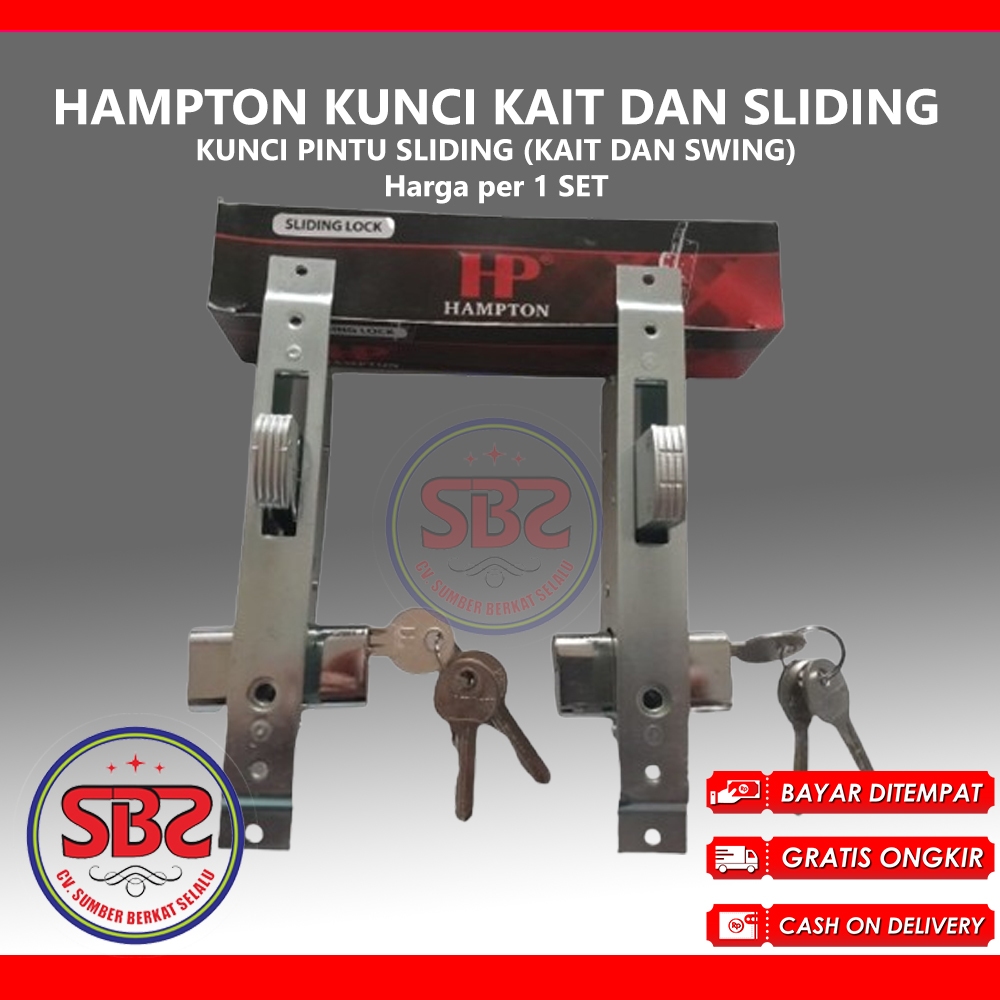 HAMPTON KUNCI PINTU ALUMUNIUM SLIDING MODEL KAIT DAN SWING