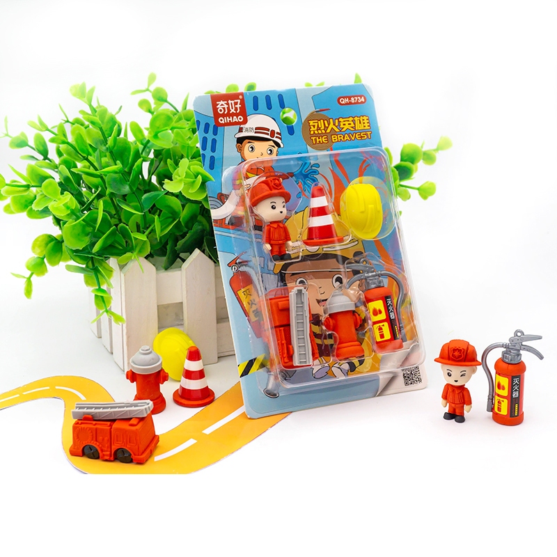 

8734 set penghapus karakter profesi pemadam kebakaran firefighter sensory play stationery