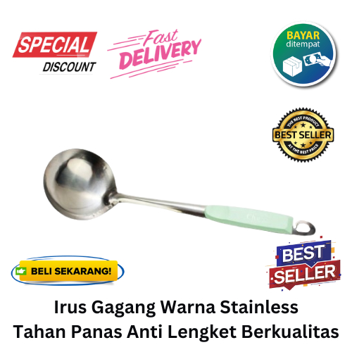 [BISA COD] PROMO Irus Gagang Warna Stainless Tahan Panas Anti Lengket Berkualitas Irus Stainless Iru